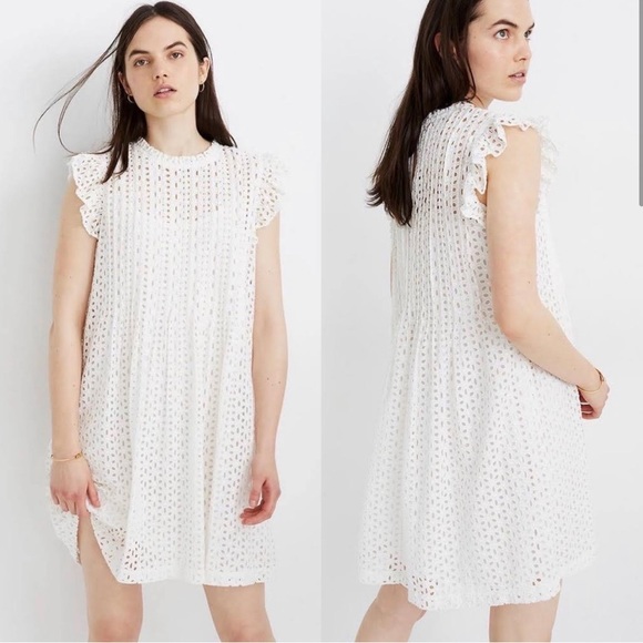 Madewell Eyelet Ruffle Sleeve Pintuck Dress Size XS - Picture 1 of 10